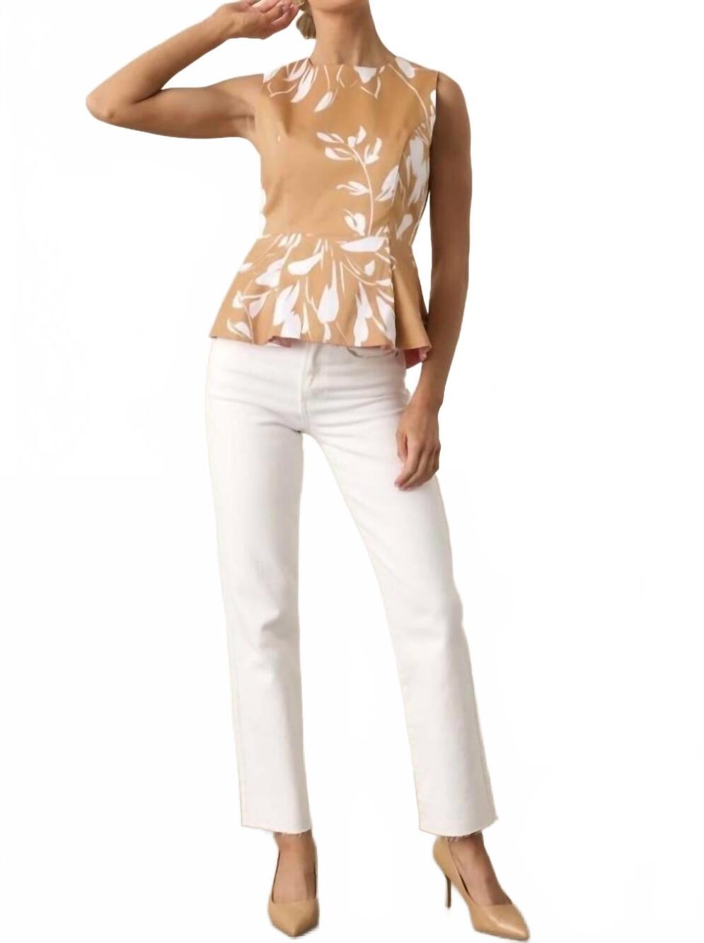 NEW PROSPERINA rose reversible peplum top in pink tan